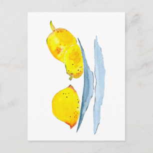 Yellow lemons fruit art postcard