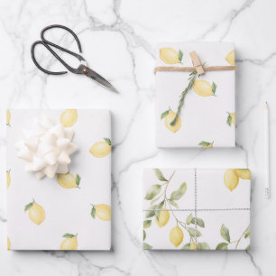 Yellow Lemons Fruit Bridal Shower Wrapping Paper Sheet
