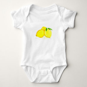 Yellow lemons fruits baby bodysuit