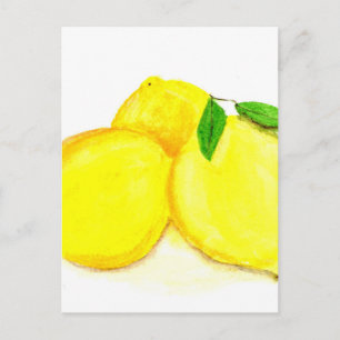 Yellow lemons fruits postcard