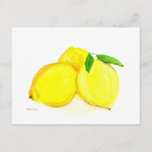 Yellow lemons fruits postcard