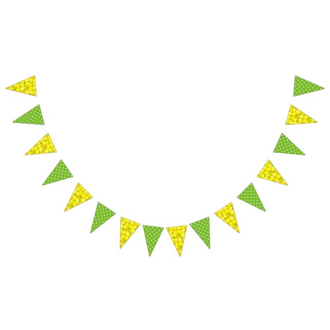Yellow Lemons, Green White Polka Dots Bunting (All)