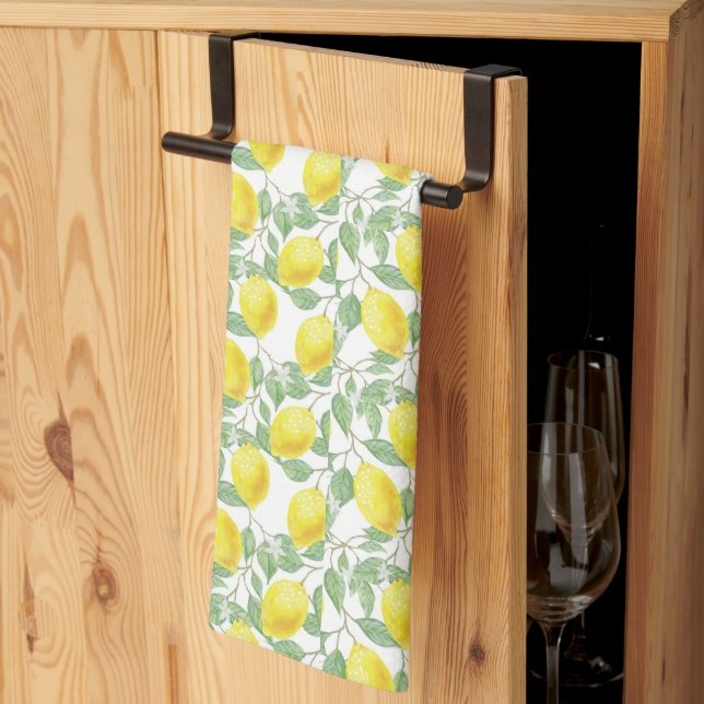 Yellow Lemons Kitchen Hand Towel (Thirds Fold)