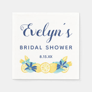 Yellow Lemons Mint Green and Blue Bridal Shower Napkin