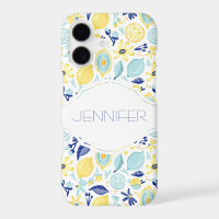 Yellow Lemons Mint Green and Blue Personalised