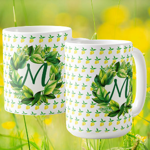 Yellow Lemons Monogram  Coffee Mug