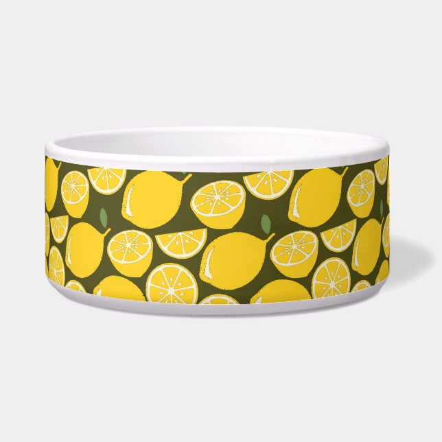 Yellow Lemons & Olive Green Pattern: Modern Citrus (Front)