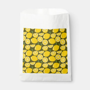 Yellow Lemons & Olive Green Pattern: Modern Citrus Favour Bags