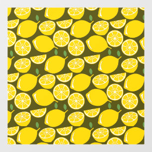 Yellow Lemons & Olive Green Pattern: Modern Citrus Window Cling