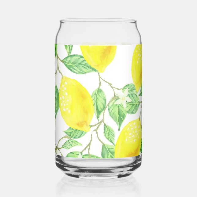 Yellow Lemons on Vine  Can Glass (Front)