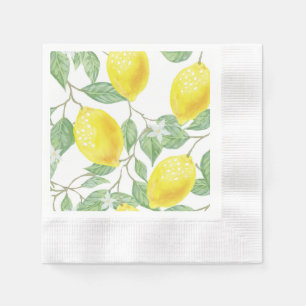 Yellow Lemons on Vine Design Napkin
