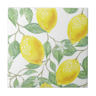 Yellow Lemons on Vine Tile