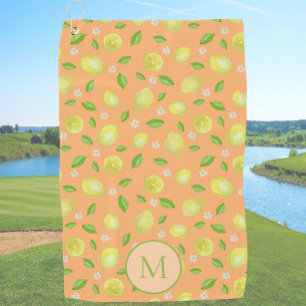Yellow Lemons Orange Custom Monogrammed Golf Towel