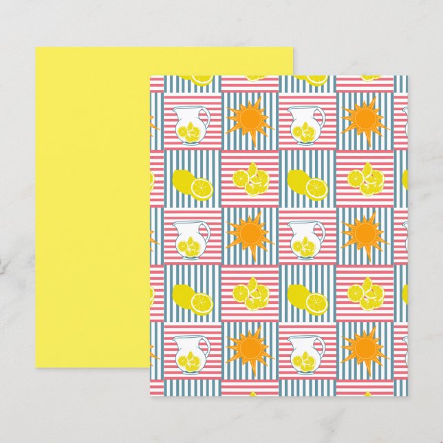 Yellow Lemons Orange Sun Pink Teal Stripes Paper (Front/Back)