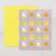 Yellow Lemons Orange Sun Pink Teal Stripes Paper