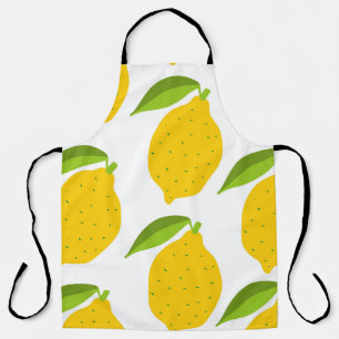 Yellow lemons, seamless artistic pattern. apron