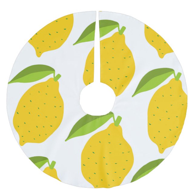 Yellow lemons, seamless artistic pattern. brushed polyester tree skirt (Front)