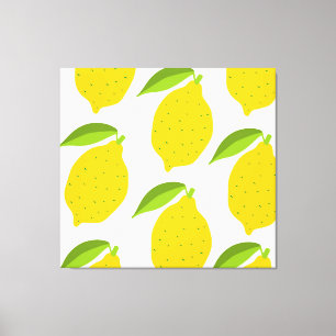 Yellow lemons, seamless artistic pattern. canvas print
