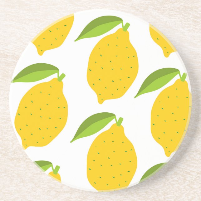 Yellow lemons, seamless artistic pattern. coaster (Front)
