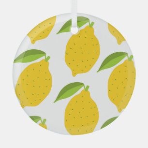Yellow lemons, seamless artistic pattern. glass tree decoration