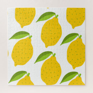 Yellow lemons, seamless artistic pattern. jigsaw puzzle