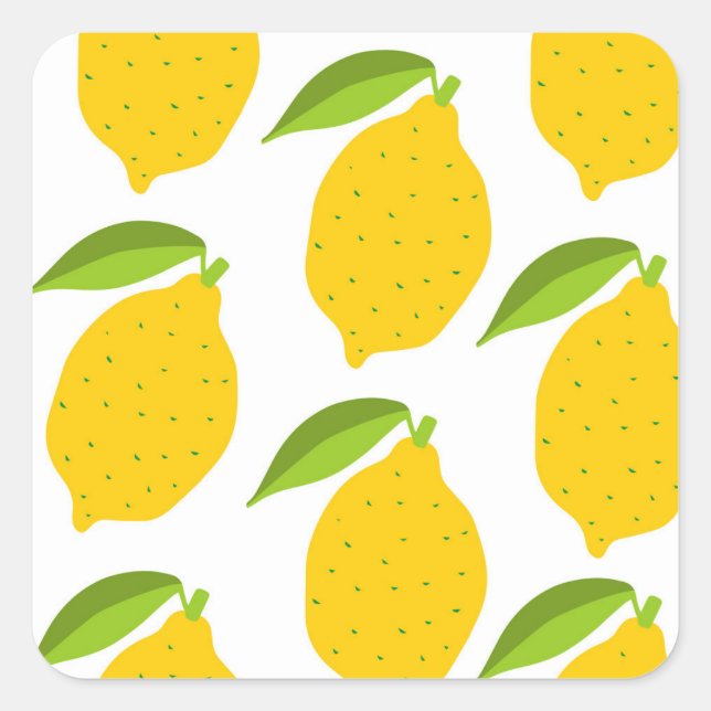 Yellow lemons, seamless artistic pattern. square sticker (Front)