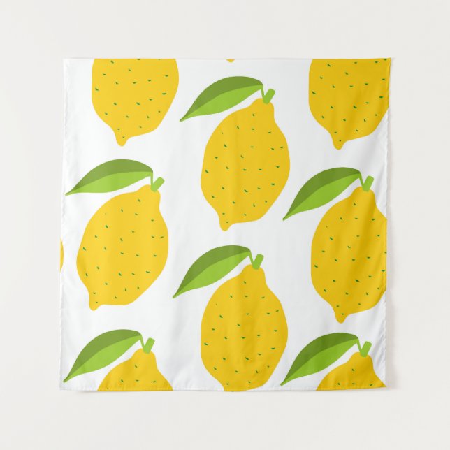 Yellow lemons, seamless artistic pattern. tapestry (Front)