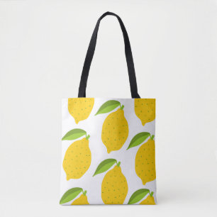 Yellow lemons, seamless artistic pattern. tote bag