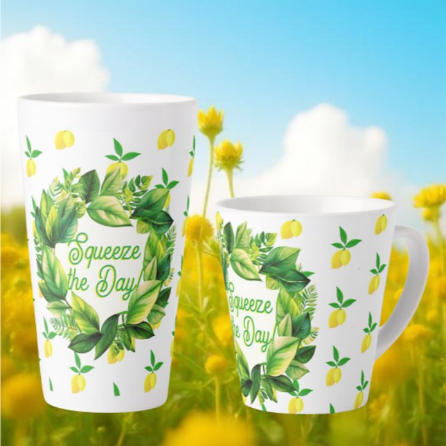 Yellow Lemons Squeeze the Day! Coffee Mug (Start your day with a squeeze!)