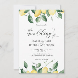 Yellow Lemons Summer Fruit Garden Wedding Invitation
