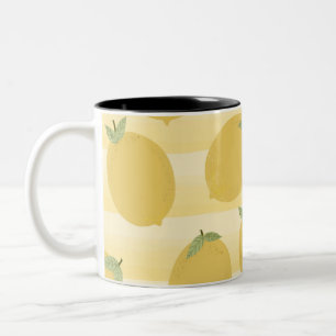 Yellow Lemons Summer Fruit Watercolor Bright Cute Two-Tone Coffee Mug