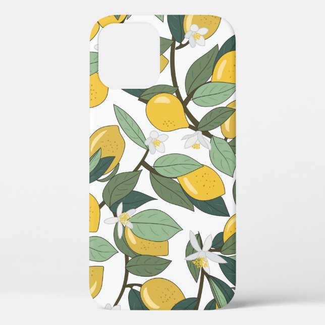 Yellow Lemons, Tropical Seamless Print. Case-Mate iPhone Case (Back)