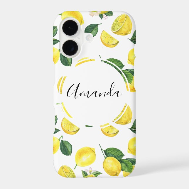 Yellow Lemons Watercolor Fruit Pattern (Back)