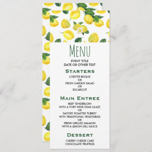 Yellow Lemons Watercolor Fruit Pattern Invitation