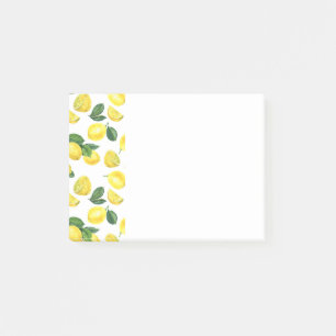 Yellow Lemons Watercolor Fruit Pattern Post-it Notes
