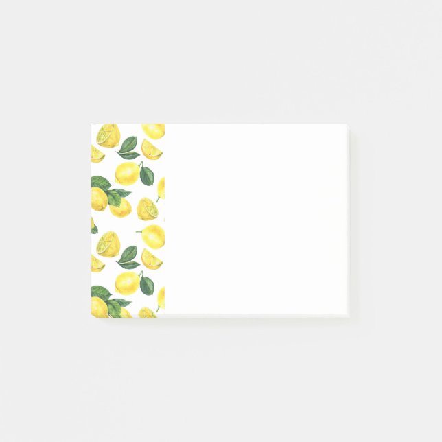 Yellow Lemons Watercolor Fruit Pattern Post-it Notes (Front)