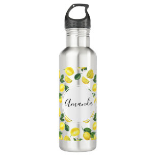 Yellow Lemons Watercolor Pattern 710 Ml Water Bottle