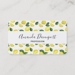 Yellow Lemons Watercolor Pattern Business Card