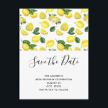 Yellow Lemons Watercolor Pattern Save the Date Invitation Postcard<br><div class="desc">Save the date birthday postcard with a cute pattern of yellow lemons with green leaves  and fresh cut lemon slices.</div>