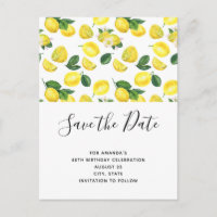 Yellow Lemons Watercolor Pattern Save the Date