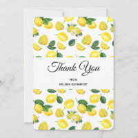 Yellow Lemons Watercolor Pattern Thank You
