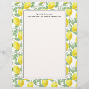 Yellow Lemons with Green Leaves Pattern