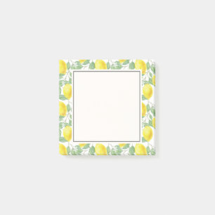 Yellow Lemons with Green Leaves Pattern Post-it Notes