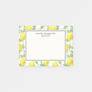 Yellow Lemons with Green Leaves Pattern Post-it Notes