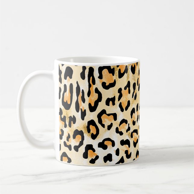 Yellow leopard, hand-drawn. coffee mug (Left)