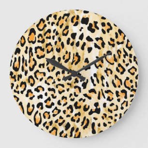 Yellow leopard, hand-drawn. large clock