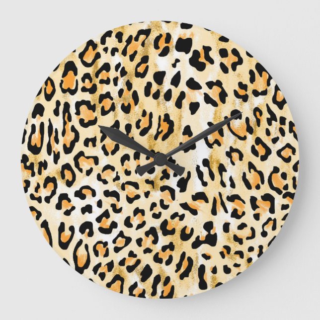 Yellow leopard, hand-drawn. large clock (Front)
