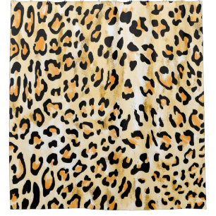 Yellow leopard, hand-drawn. shower curtain