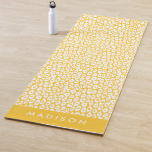 Yellow Leopard Print Personalised Yoga Mat