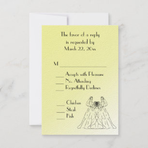 Yellow Lesbian Wedding Menu Choice RSVP